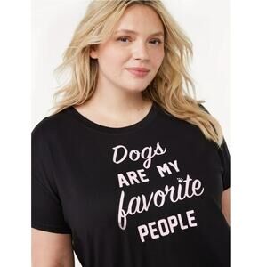 DOG Lovers T-shirt Women's Sz Large Black PINK Letters Spellout Barbiecore Boho
